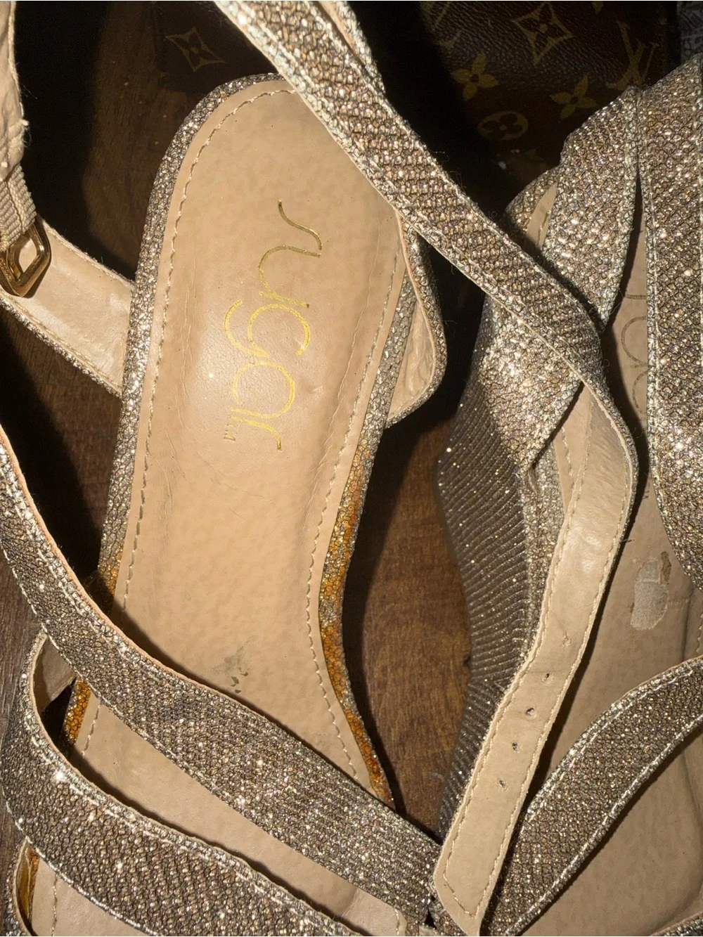 Women's Glitter Wedge Sandals - Sparkling Gold